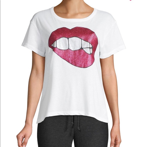 Chaser Tops - *NWT* Chaser Glittery Lip T Shirt